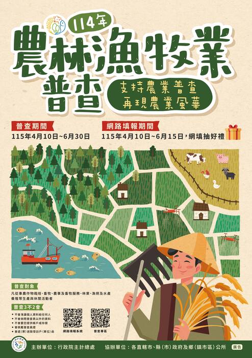 「114年農林漁牧業普查」宣傳